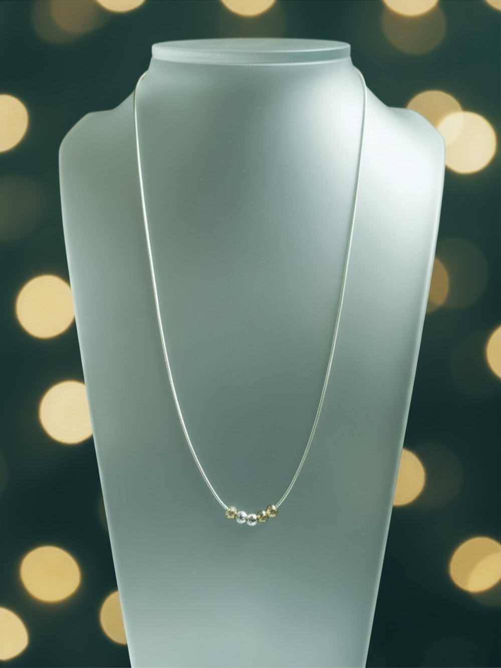 Classic Two-Tone Bead 925 Sterling Silver Necklace